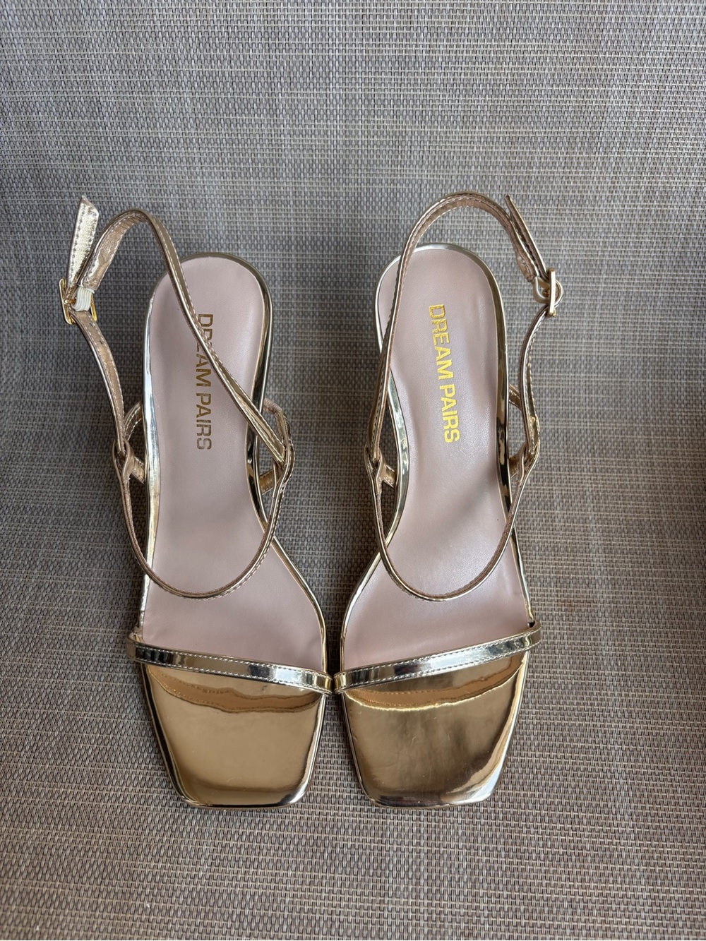 Dream Pairs Metallic Gold Open-Toe Slingback Heels